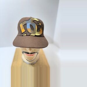 DC Shoes New Era 59FIFTY Fitted Hat Brown Plaid‎ Logo Skater Hip Hop Size 7